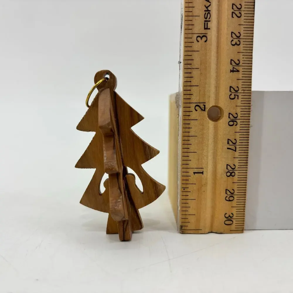 Olive Wood Christmas Tree Nativity Ornament Hand Carved Holy Land Bethlehem
